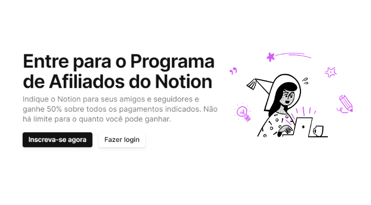 inscrição com a notion