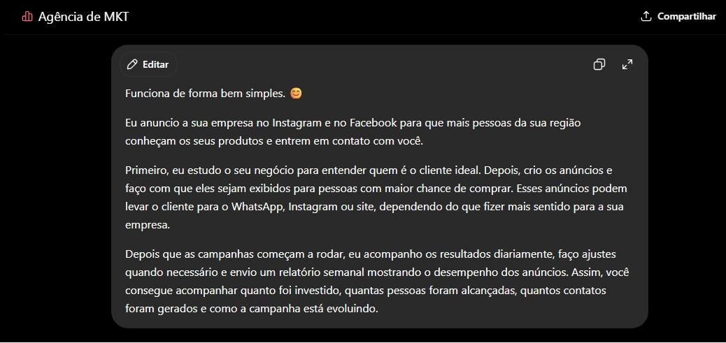 Como Responder Clientes Mais Rápido Usando Inteligência Artificial Continuação Prompt 3 explicação simples de um serviço