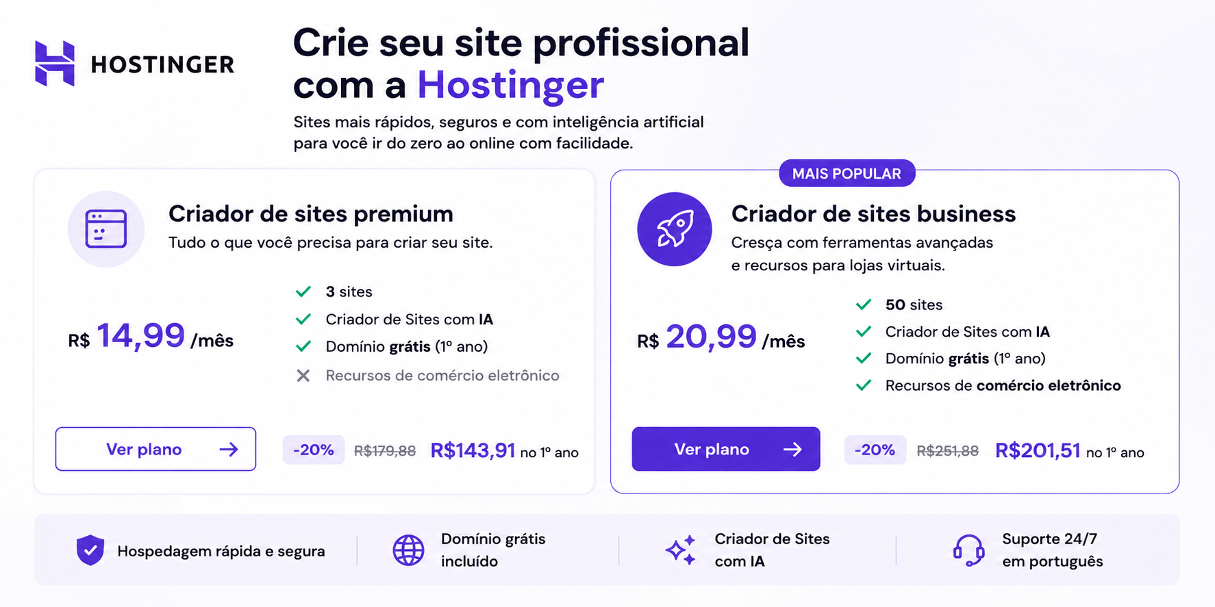 como criar sites com a hostinger